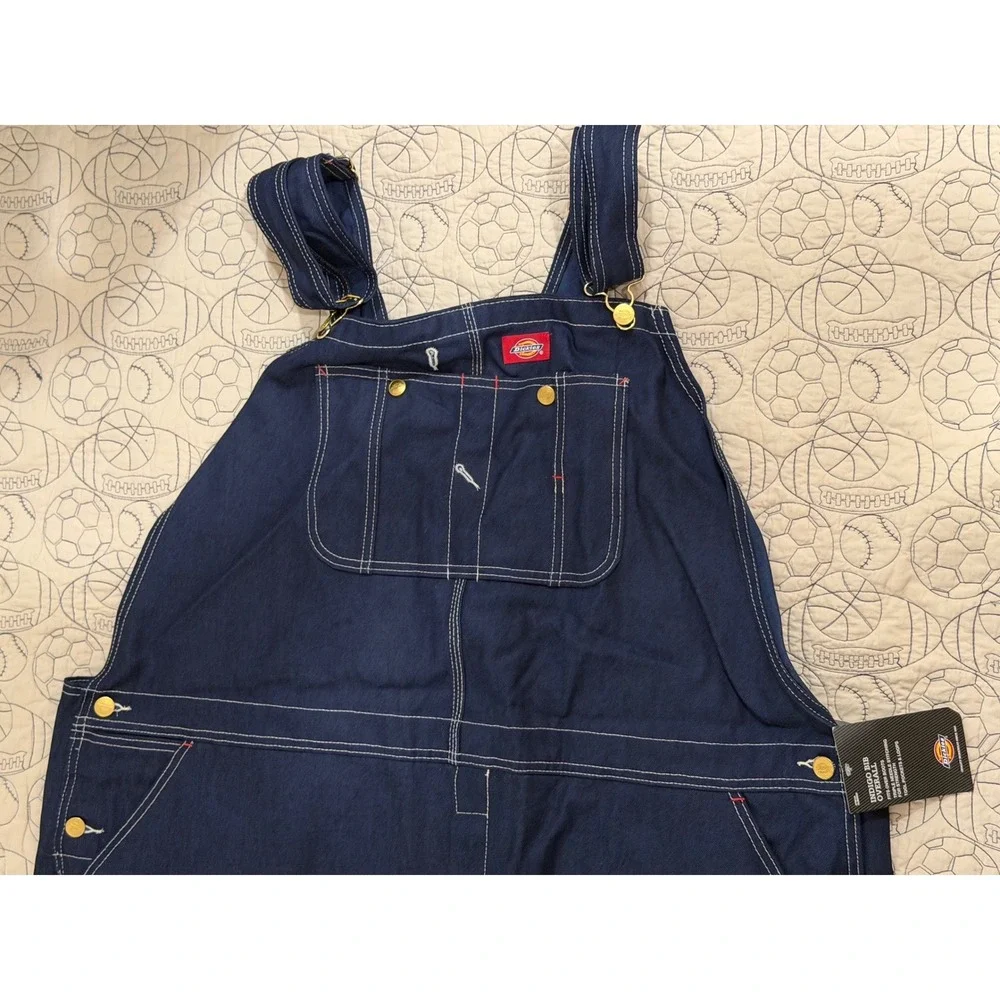 Dickies Indigo Bib Overalls Mens 52x30 Blue NWT Triple Stitch Denim Workwear